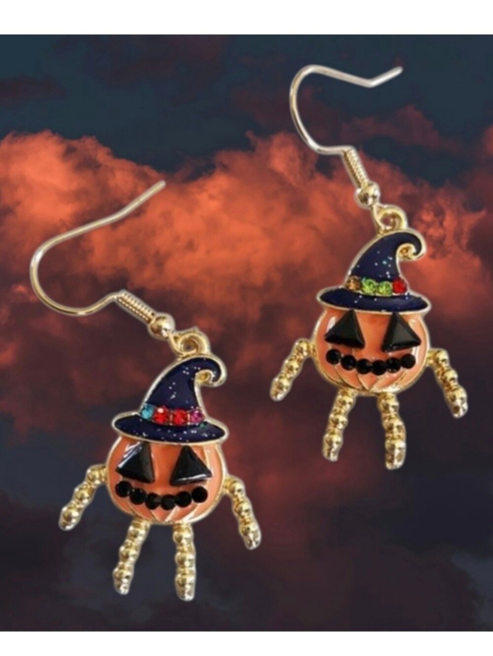 Witch Hat Pumpkin Dangle Earrings